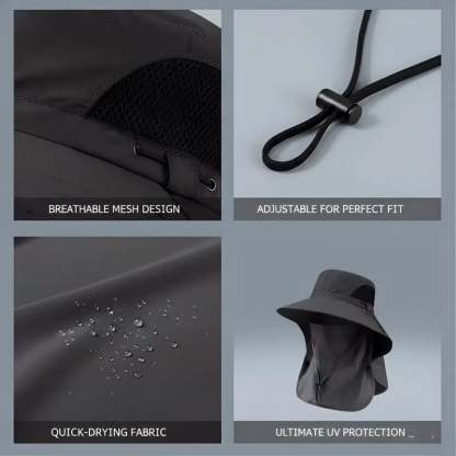 🌞Spring/Summer Fisherman's Hat Detachable Outdoor Sun-Protective Face Covering🏕️ (Adjustable & Lightweight Comfort & Unisex Fit)