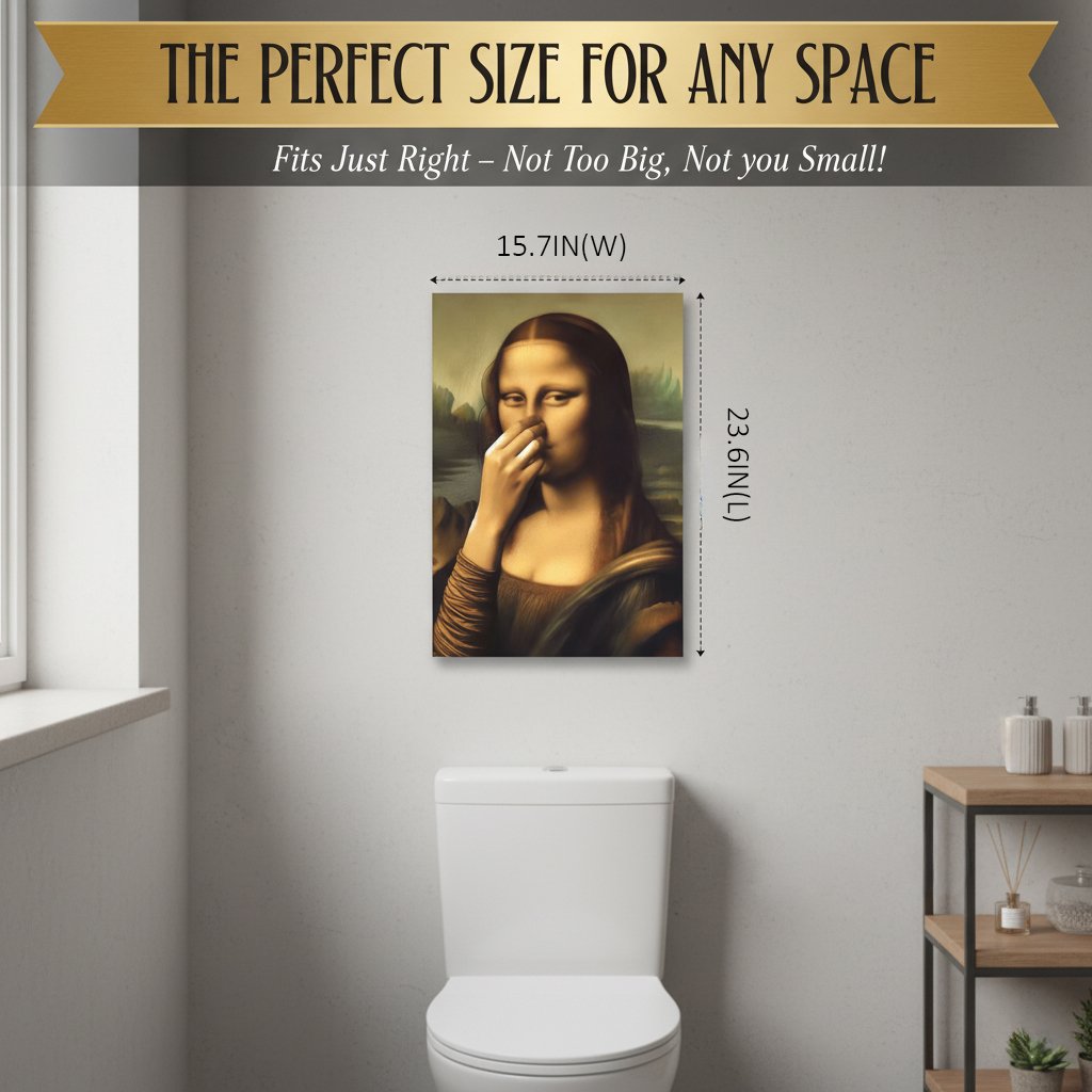 🔥2025 Christmas Hot Sale -🎁 Mona Lisa Holding Nose Bathroom Canvas Art