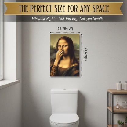 🔥2025 Christmas Hot Sale -🎁 Mona Lisa Holding Nose Bathroom Canvas Art
