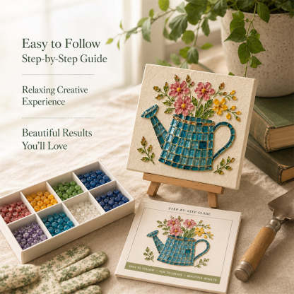 🌸 DIY Mosaic Watering Can Kit ✨ Create Your Own Garden Art Masterpiece