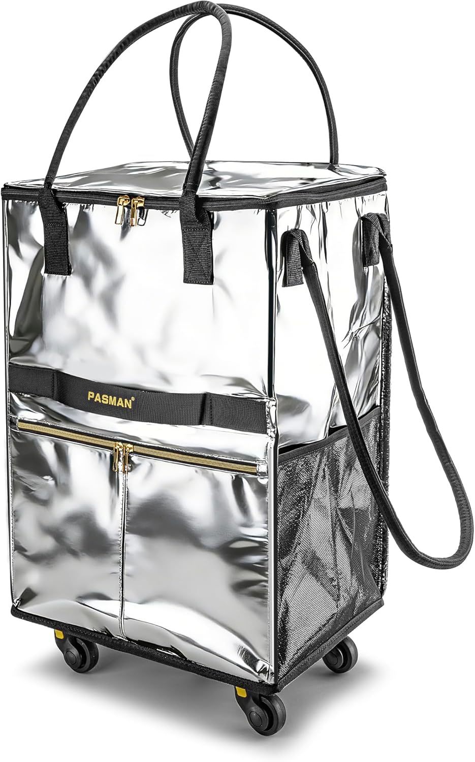 HK Rolling Tote Bag with Zip Top & Button Closure