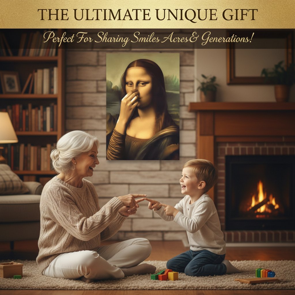 🔥2025 Christmas Hot Sale -🎁 Mona Lisa Holding Nose Bathroom Canvas Art