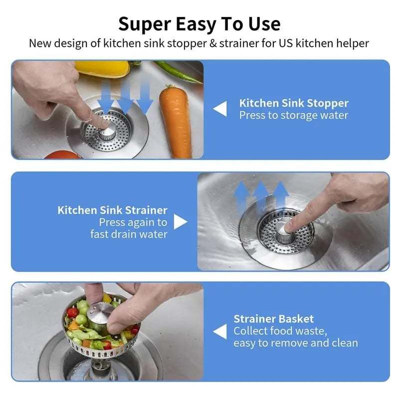 🎁Upgraded 3 in 1 Kitchen Sink Drain Strainer