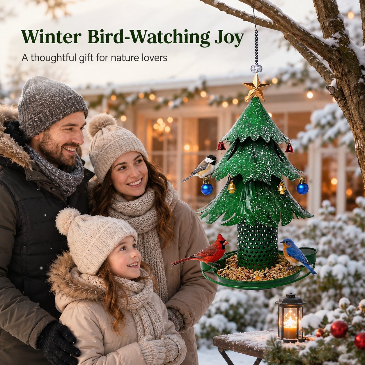 Christmas bird feeder feature details