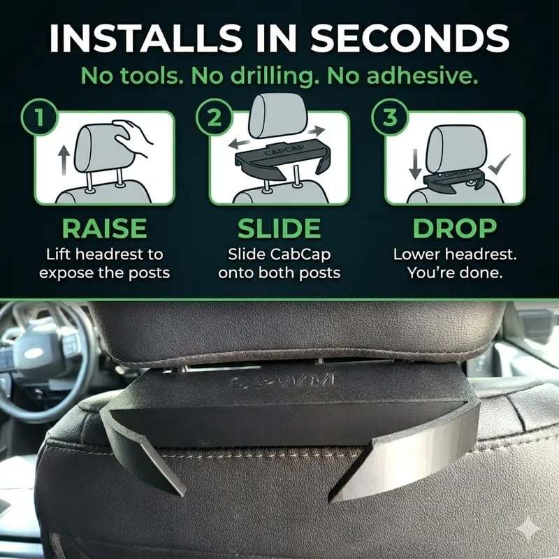 Universal Headrest Hat Holder for Trucks Cars & SUVs | Holds 5 Hats
