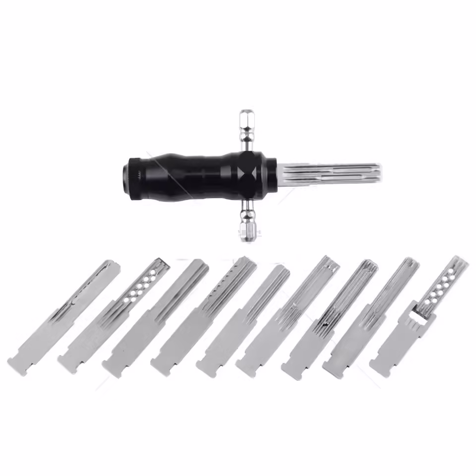 🔐Tubular Lock Pick Set: 9-in-1 Precision Unlocking Tool for Locksmiths - 🛠️Portable, Multi-Lock Compatible, Efficient Unlocking 🚀