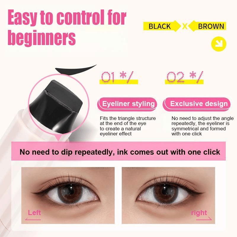 🔥Dual-Head Design Rotating Eyeliner Stamp Pen✨ Waterproof, Quick-Dry & Long-Lasting👑