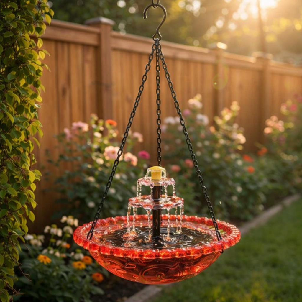 Solar Cascade Hanging Bird Bath Fountain