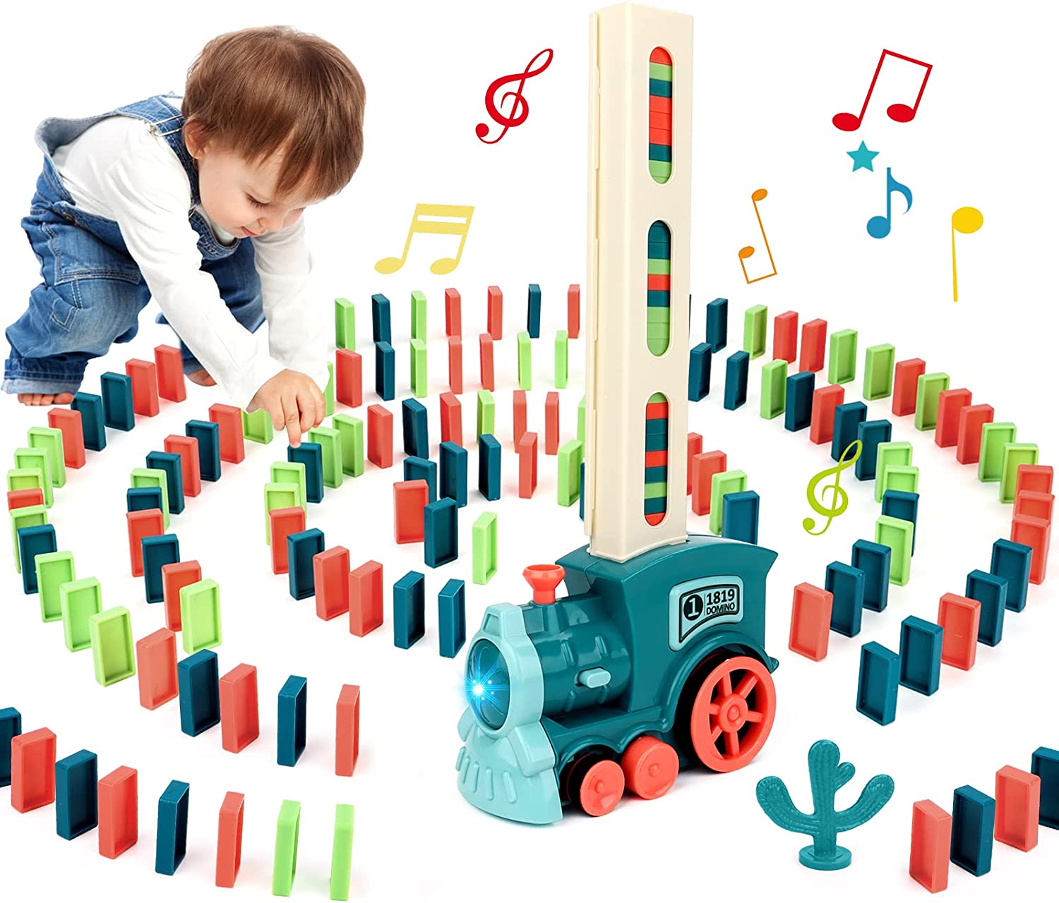 🚂 Automatic Domino Train Toy 🧱 Fun STEM Building Set ✨ 50% OFF