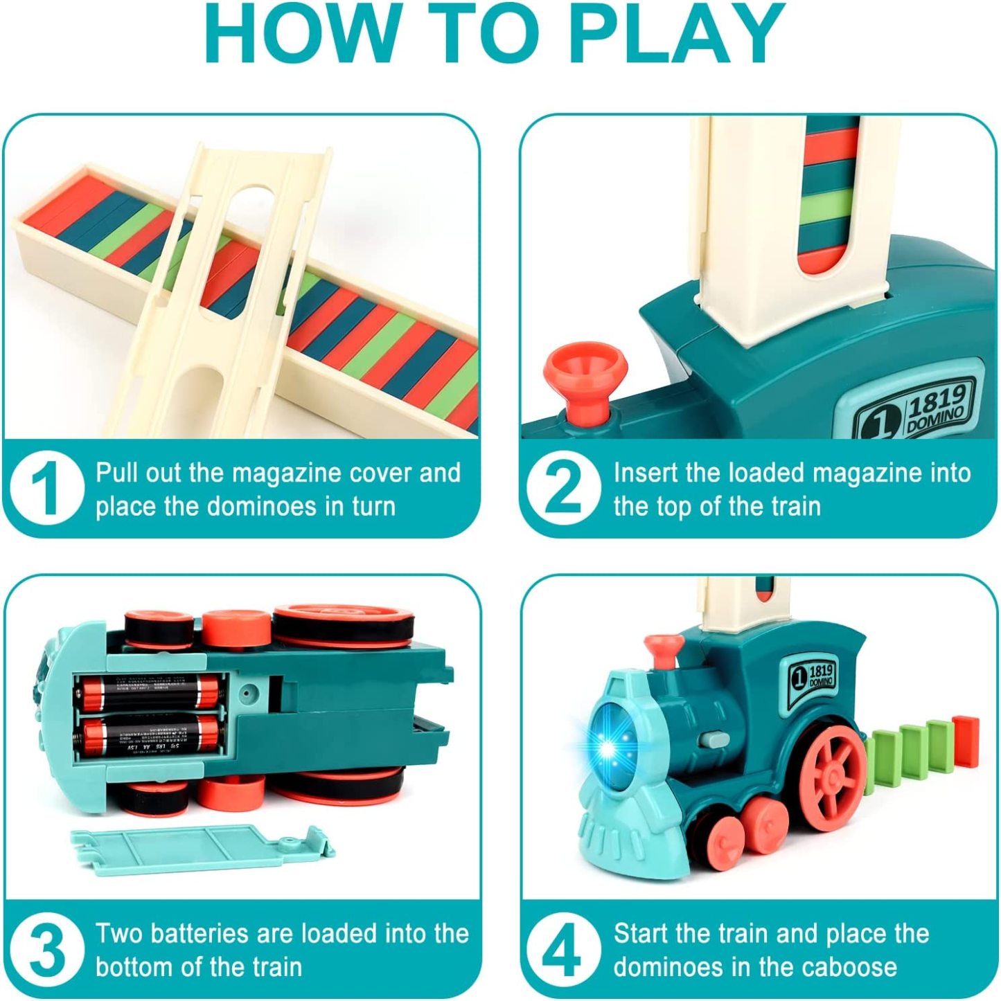 🚂 Automatic Domino Train Toy 🧱 Fun STEM Building Set ✨ 50% OFF