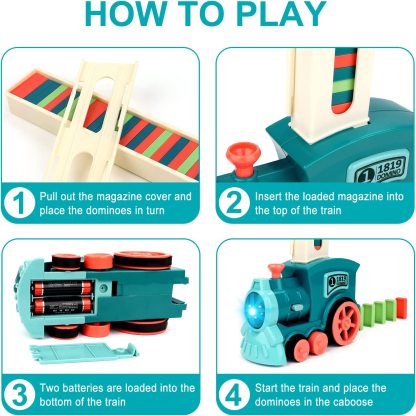 🚂 Automatic Domino Train Toy 🧱 Fun STEM Building Set ✨ 50% OFF