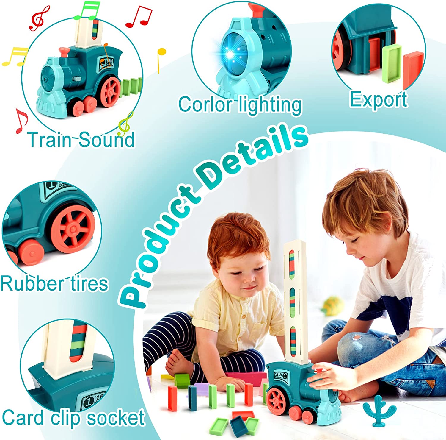 🚂 Automatic Domino Train Toy 🧱 Fun STEM Building Set ✨ 50% OFF
