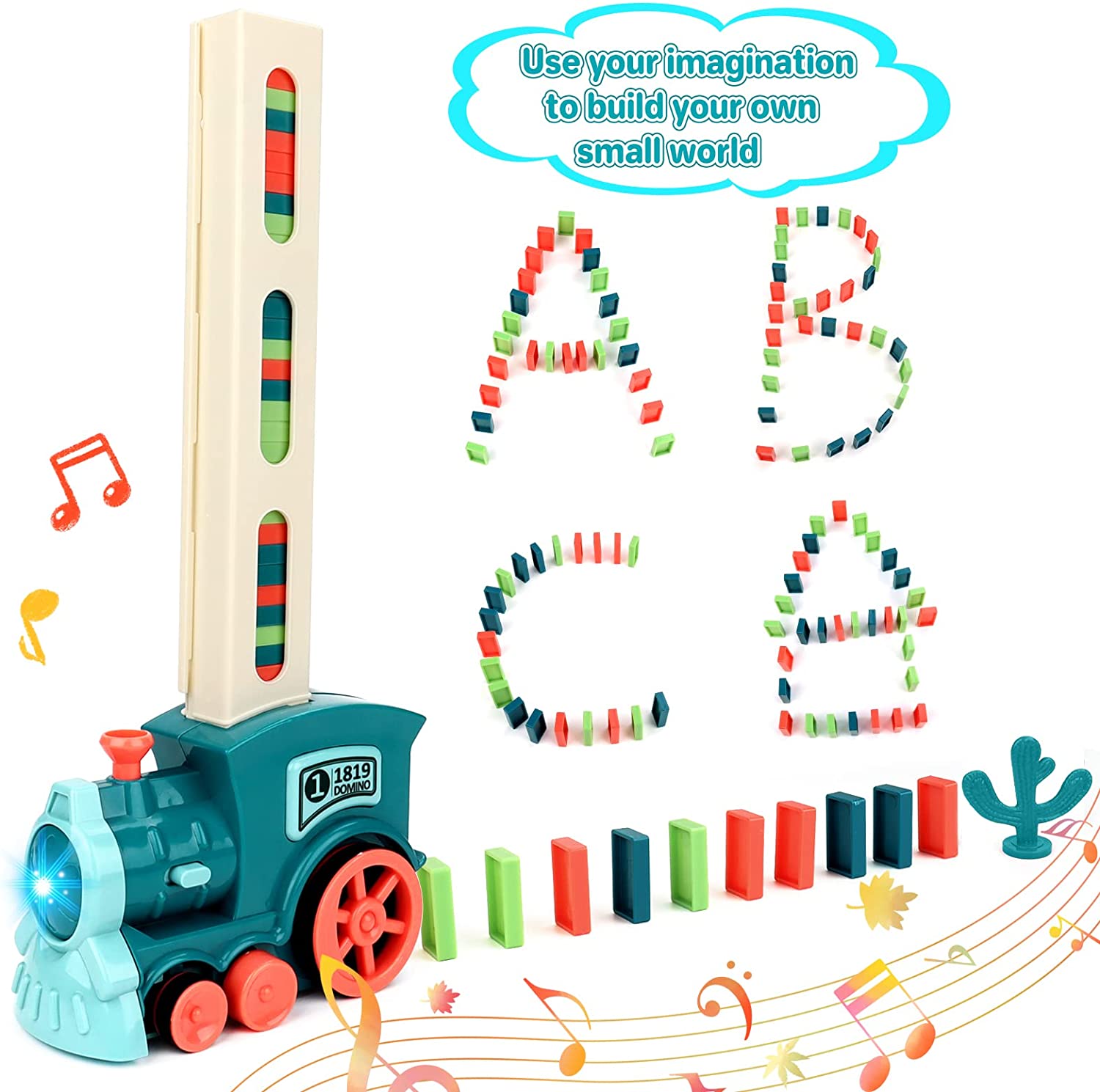 🚂 Automatic Domino Train Toy 🧱 Fun STEM Building Set ✨ 50% OFF