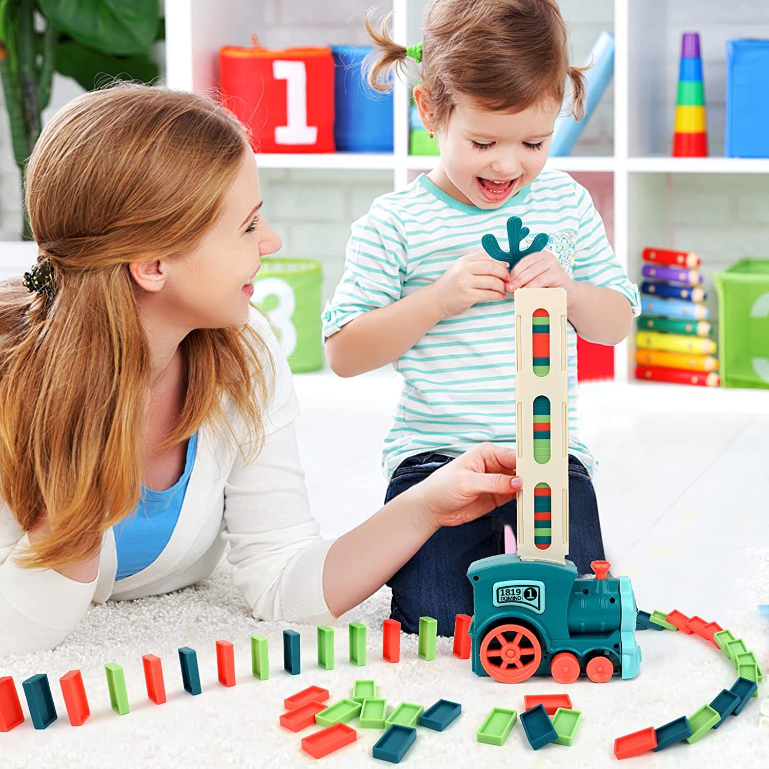 🚂 Automatic Domino Train Toy 🧱 Fun STEM Building Set ✨ 50% OFF