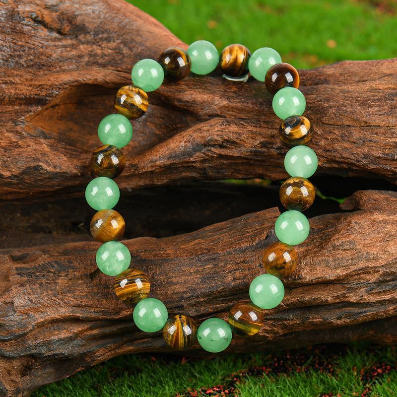 Tiger Eye Stone Bracelet – Wealth Energy, Protective Vibes, Stretchable for Calm