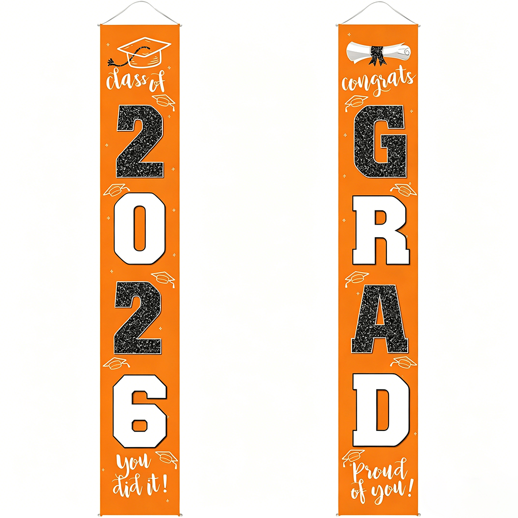 🔥2026 LAST DAY 49% OFF - 🎓Class of 2026 Graduation Banner | Congrats Grad Front Door Porch Decor for Graduation Party (✨Set of 2)