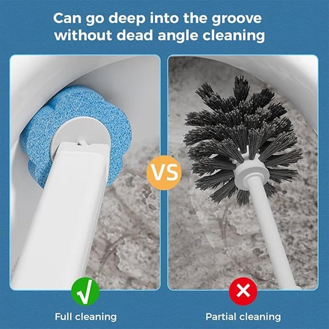 Disposable Toilet Cleaning System: Toilet Brush & Holder Kit with 6PCS Pre-Soaked Cleaner