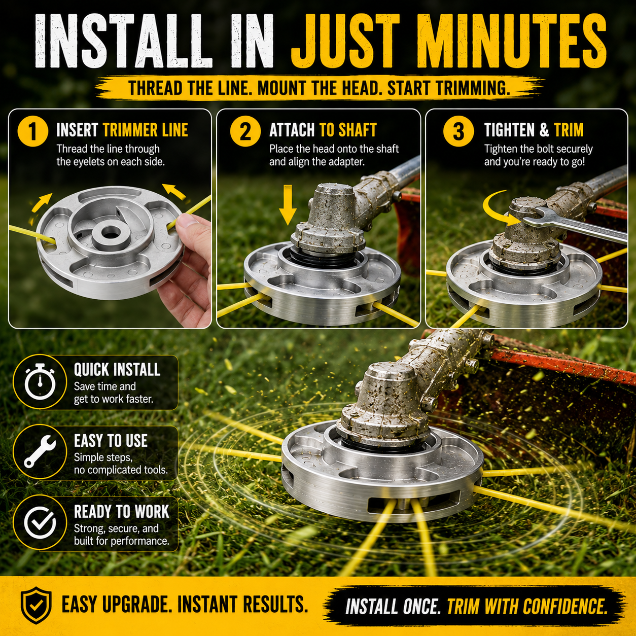 Grass trimmer head installation instructions