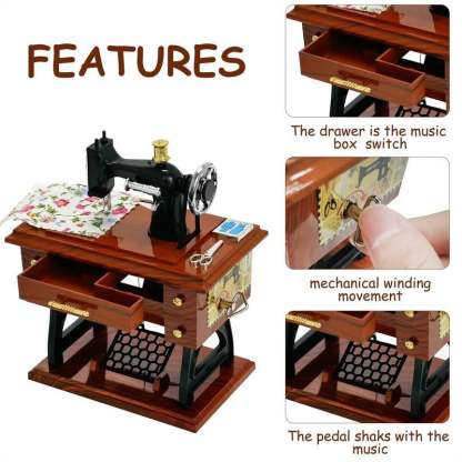 🎶Time Limit Sale 50% OFF - Wood Mini Sewing Machine Music Box