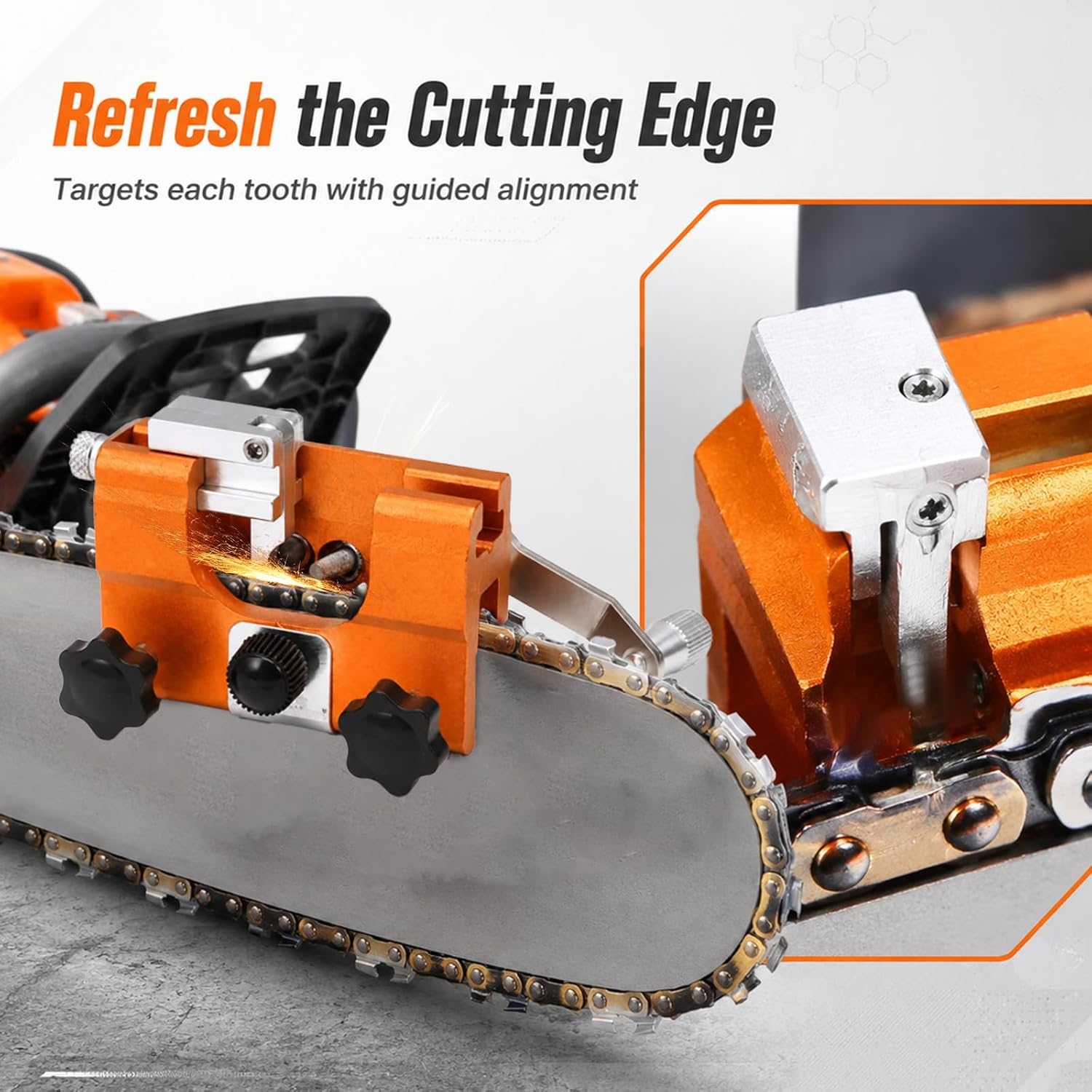 ⚙️ RazorWolf™ Precision Chainsaw Chain Sharpener | Fast Chain Restoration Tool