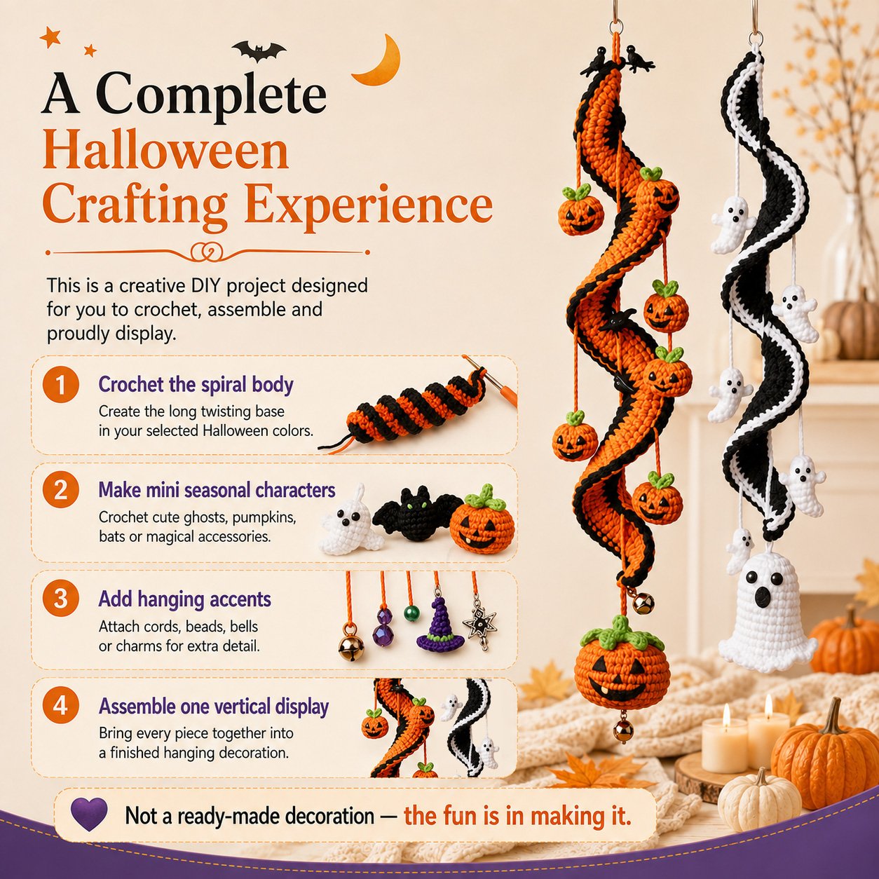 🔥Last Day 50% OFF - 🎃 Enchanted Halloween Crochet Spiral DIY Kit 