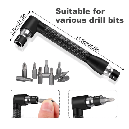 🔥HOT SALE 35% OFF -🛠️6Pcs Right Angle Drill Attachment Set with 105° Angle Drill Adapter and Impact Grade Socket Adapter