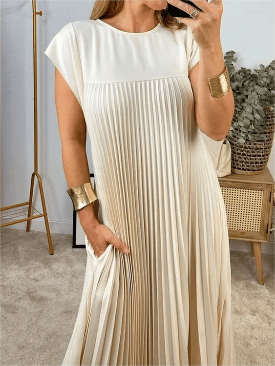 🎉Sleeveless Pleated Simple Solid Color Dress