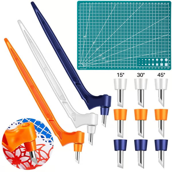 🔥- ✍️Craft Cutting Tools with 3 Interchangeable Blades (15°/30°/45°)