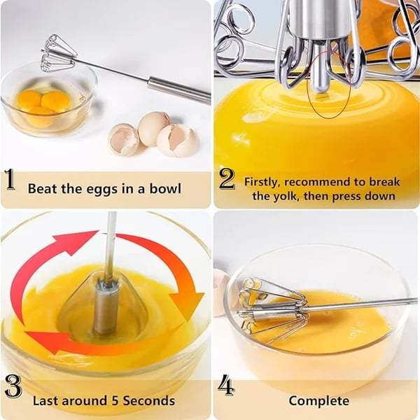 🔥😍LAST DAY - 49% OFF🥚Stainless Steel Semi-Automatic Whisk⭐