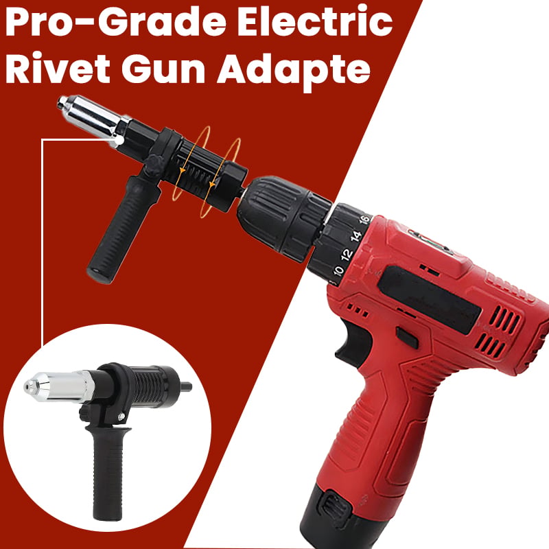 🛠️Pro-Grade Electric Rivet Gun Adapter – 💥With 4 Nozzle Sizes for Home DIY, Automotive & Industrial Use ⚡Turn Your Drill into a Riveting Beast!
