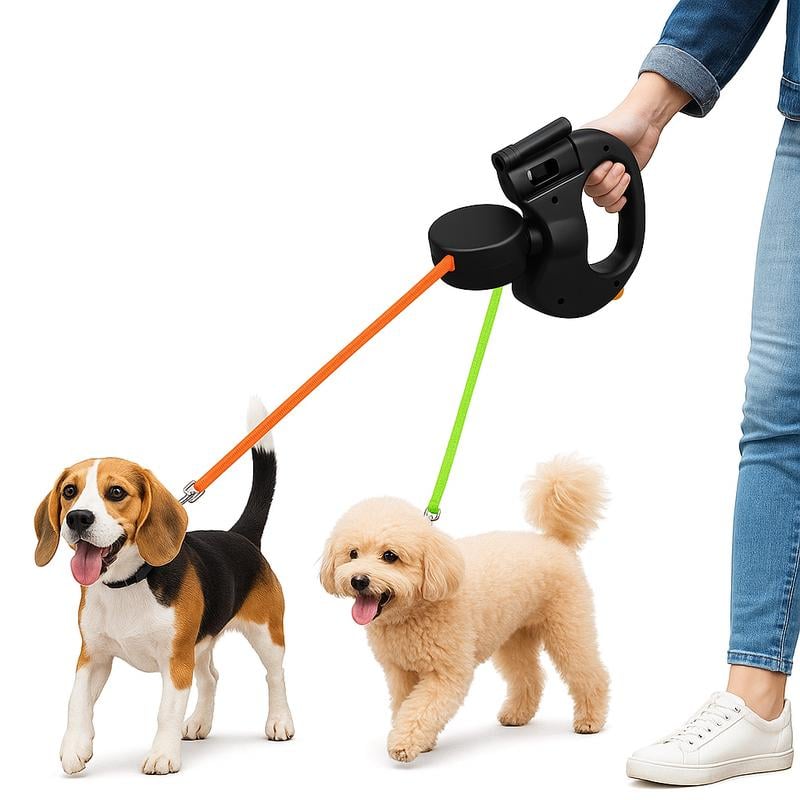 🔥Limited Time 49% Off🔥Tangle-Free Dual Dog Leash with 360° Swivel Head – For 2 Small to Medium Dogs (30 lbs)