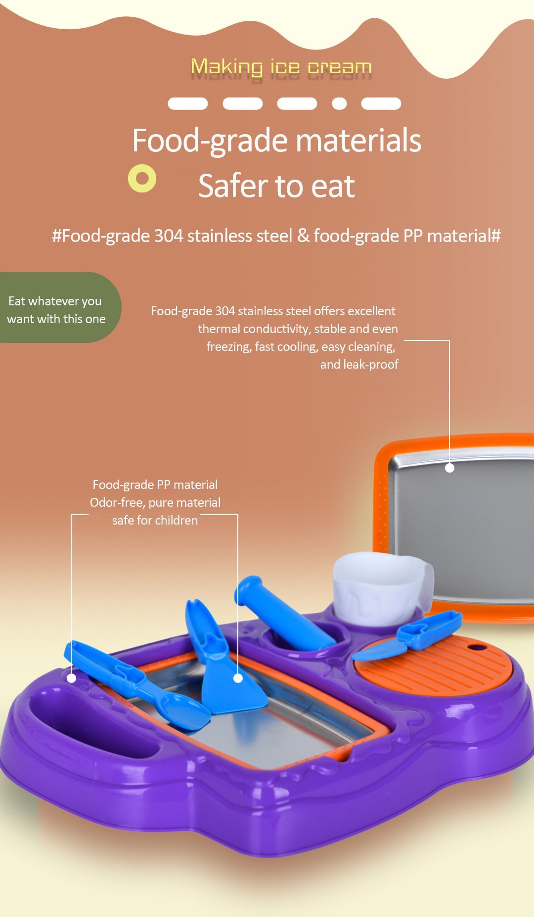 🍨🍨DIY Rolled Ice Cream Maker Set for Kids & Adults – No Electricity Needed