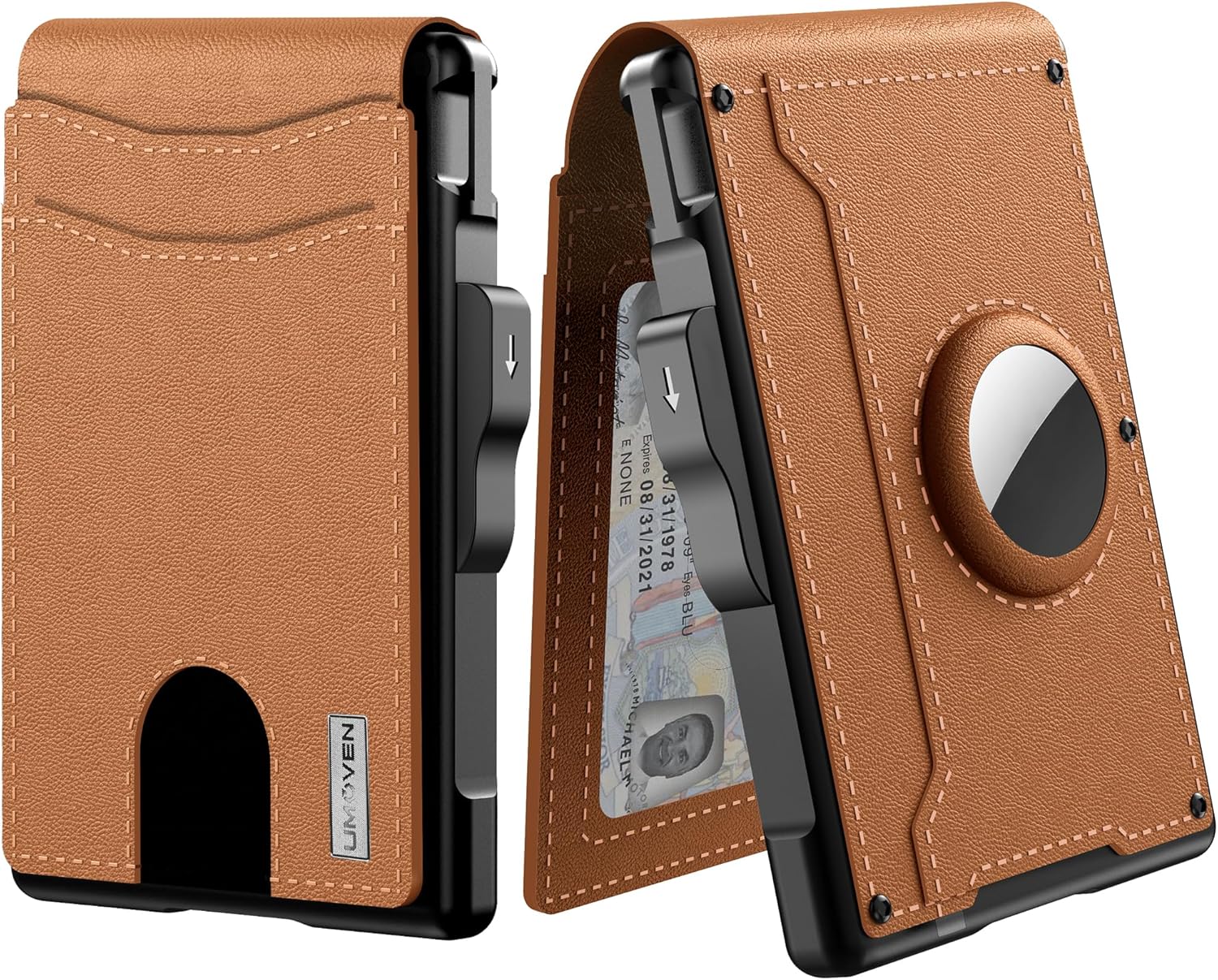 🔥LAST DAY 50% OFF✨AirTag Wallet for Men - with Pop Up Aluminum Case Money Clip Slim Leather Slots Credit Card Holder RFID Blocking Bifold Minimalist Wallet