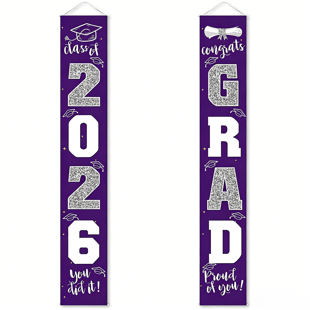 🔥2026 LAST DAY 49% OFF - 🎓Class of 2026 Graduation Banner | Congrats Grad Front Door Porch Decor for Graduation Party (✨Set of 2)