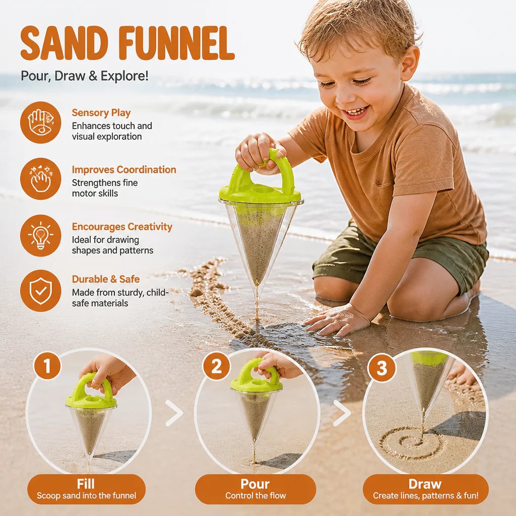 🔥Last Day 49% OFF👶🏻Kids Beach Sand Funnel Toy for Drawing and Pouring🏖