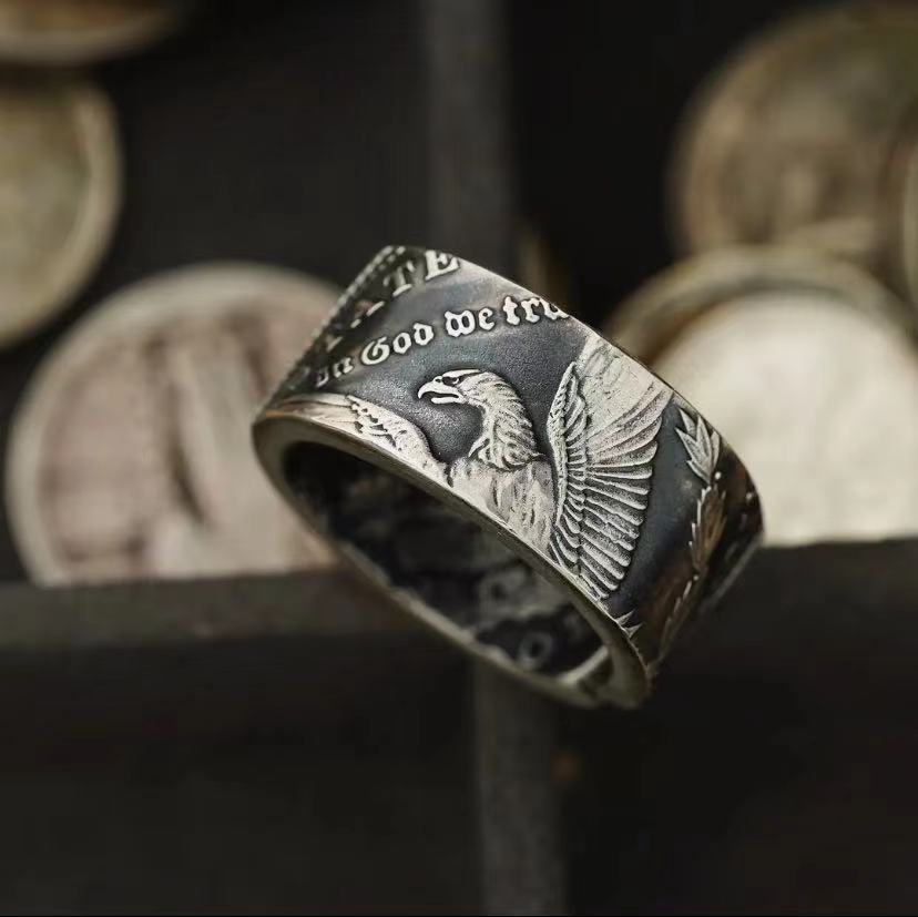🎁Mongolia Jewelry - Mongolian Craft Handmade Morgan Silver Coin Bangle/Ring💎