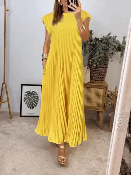🎉Sleeveless Pleated Simple Solid Color Dress