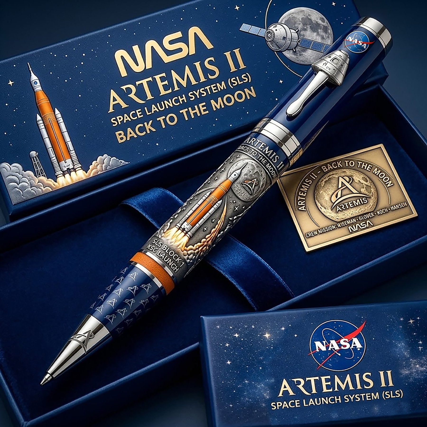 👨‍🚀Handmade Artemis II SLS Back to THE Moon Commemorative Pen🚀✍️Hand-Carved 3D Details — No Stickers, No Compromises