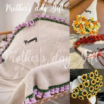 🌺Mother's Day Special ❤ Hand-Woven Rose Blanket — DIY Kit & Finished Gift 🧵