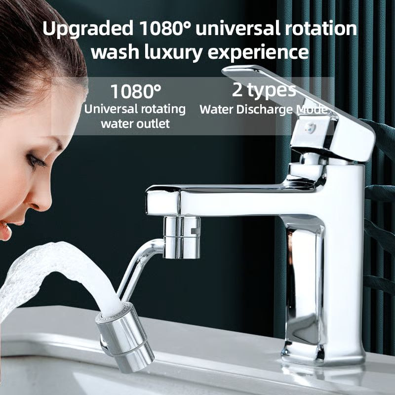 🎁🎁Hot Sale 45% OFF-1080° Rotatable Faucet Aerator,With 2 Sprayer Modes-🎁Free installation kit