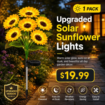 🌻✨ Solar Sunflower Garden Lights- Realistic Warm Glow