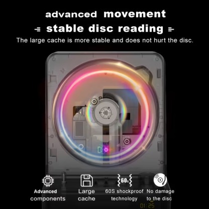 🎵 Portable CD Player with USB Playback, LED Ambient Lights & Stereo Sound — Perfect Gift for Music Lovers 🎁