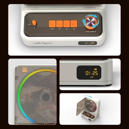 🎵 Portable CD Player with USB Playback, LED Ambient Lights & Stereo Sound — Perfect Gift for Music Lovers 🎁