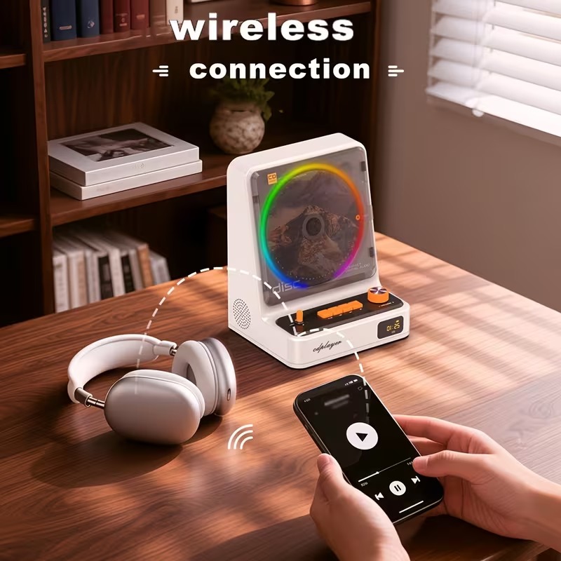 🎵 Portable CD Player with USB Playback, LED Ambient Lights & Stereo Sound — Perfect Gift for Music Lovers 🎁