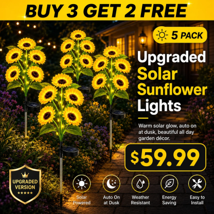 🌻✨ Solar Sunflower Garden Lights- Realistic Warm Glow