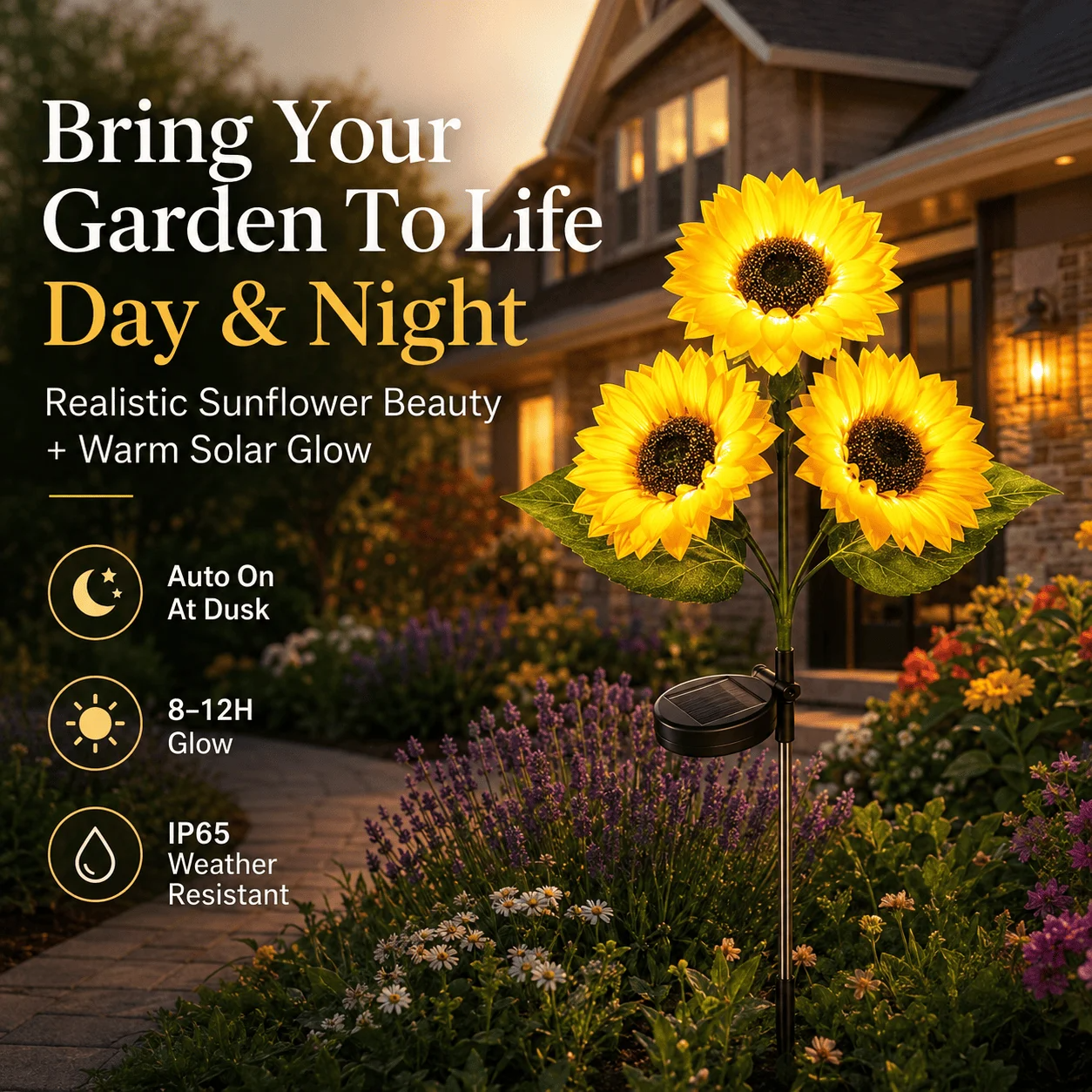 🌻✨ Solar Sunflower Garden Lights- Realistic Warm Glow