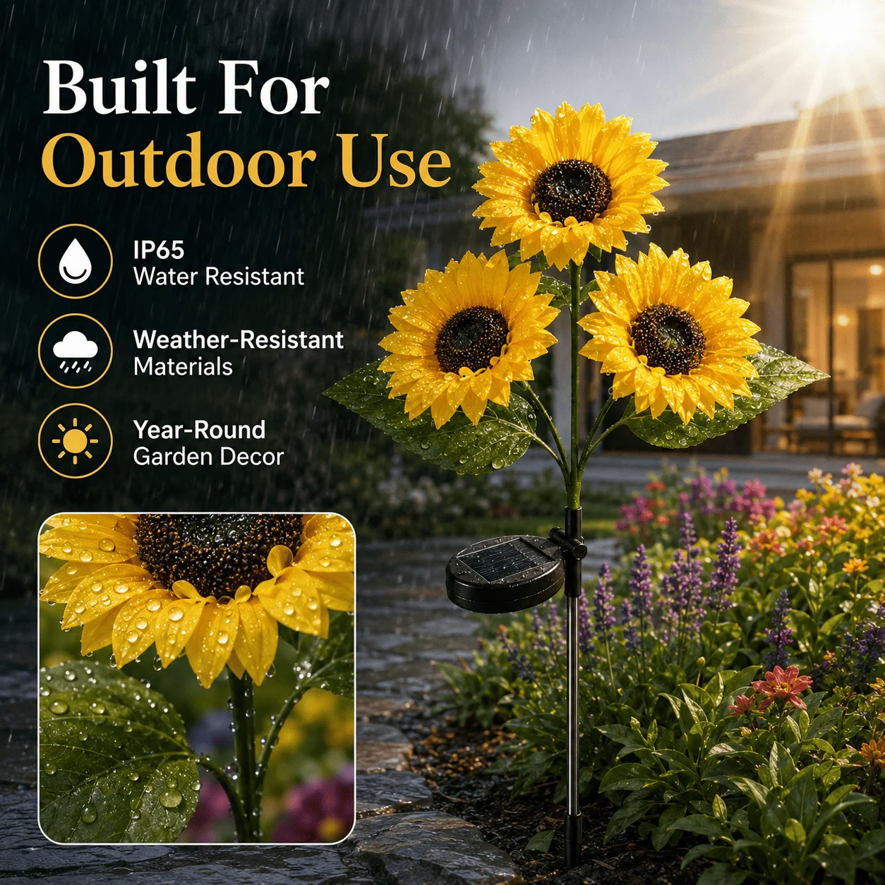 🌻✨ Solar Sunflower Garden Lights- Realistic Warm Glow