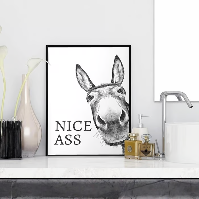 🐴"Nice Ass!"Donkey Art - The Funniest Upgrade for Your Bathroom