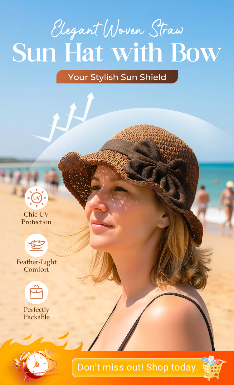 🔥 Hot Sale 49% OFF🔥Elegant Woven Straw Sun Hat with Bow