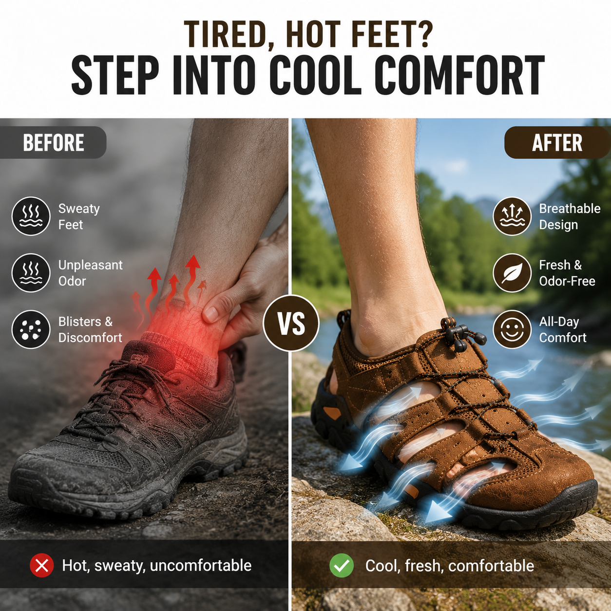 Premium Leather Fisherman Sandals for Men – Breathable Summer Walking Shoes